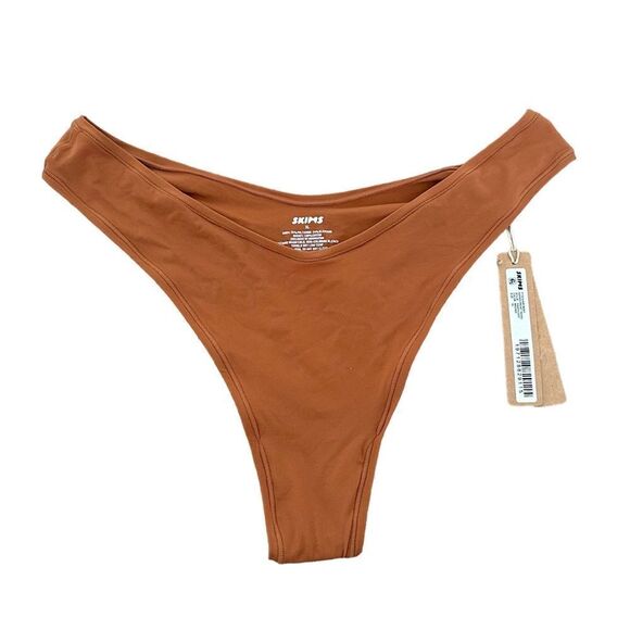 NWT SKIMS Fits Everybody Dipped Front Thong In Bronze Brown Underwear Panty - Picture 5 of 7